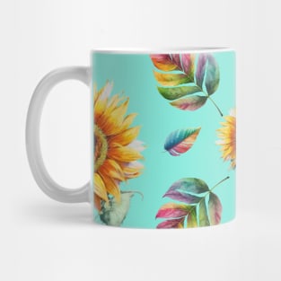 Bright Sunflowers, Floral Pattern Sunflower Drawing Mug